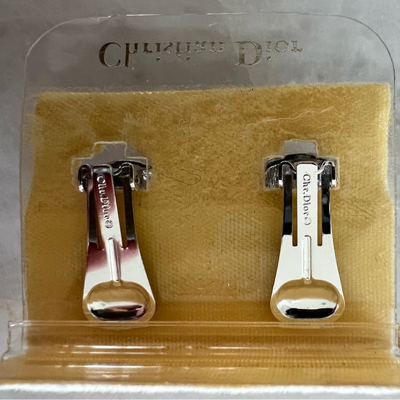 Christian Dior Vintage 80’s Silver Pave Half Hoop Earrings - Picture 7 of 16